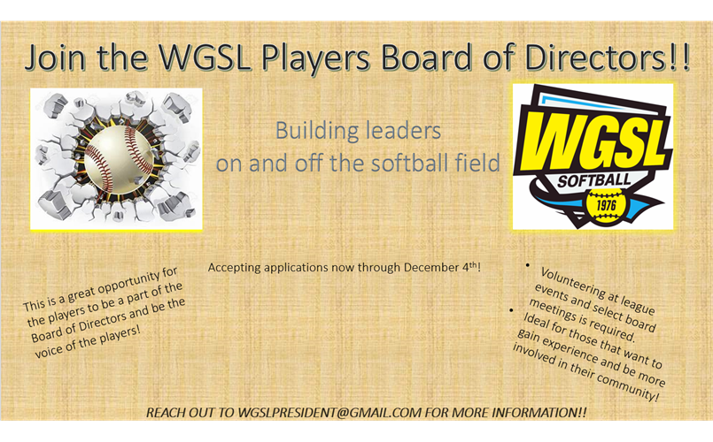 Join the Players Board of Directors!!